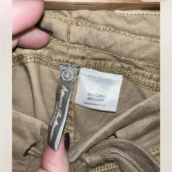 Hanna Andersson Linen Blend Pants Sz 8 Tan Drawstring Waist - Picture 2 of 3